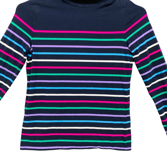 Talbots Tee Petite M/P Striped Long Sleeve Mock Neck Top Colorful Stripes Knit - Picture 6 of 8